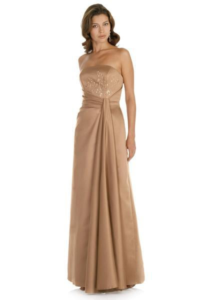 Alexia Designs - 2406 Strapless Pleat-Ornate Waist A-Line Dress In Neutral