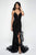 Blush by Alexia Designs - 11642 Plunging Ruffle Trimmed High Slit Gown