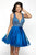 Blush - 11614 Embellished Deep V-neck Tulle A-line Dress
