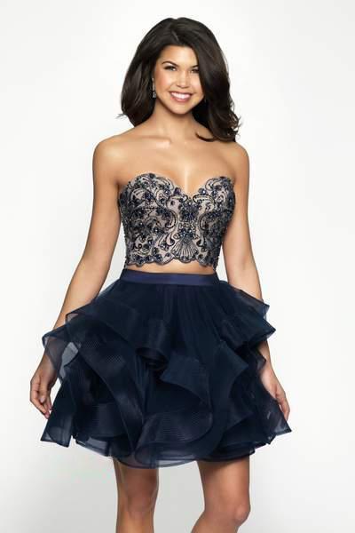 Blush Couture - C1103 Two-Piece Strapless Tiered Tulle Dress