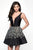 Intrigue - 496 Swirl Patterned Embellished Deep V-neck A-line Dress