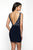 Intrigue - 490 Bejeweled Deep V-neck Jersey Sheath Dress In Blue