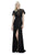 Tadashi Shoji - Ruffled Illusion Dress with Slit In Black and Neutral