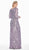 Ashley Lauren - 1453 Sequined Long Sleeve Bateau Sheath Dress In Purple and Multi-Color