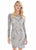 Ashley Lauren - 4122 Fully Beaded Long Sleeve Sheath Cocktail Dress In Silver