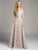 Lara Dresses - Dainty Bateau Illusion A-Line Evening Gown with Faux Pearl Embellishments 332340, Gray