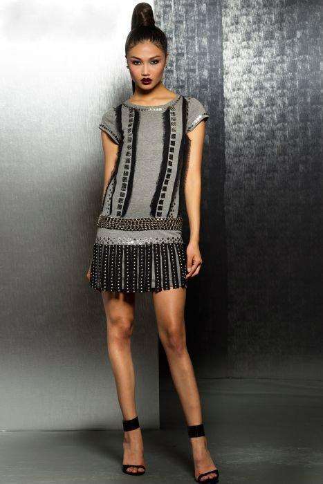 Short Dress with Fringe Skirt M145
