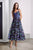 Tadashi Shoji - Floral Printed Sleeveless Tea-Length Dress In Black and Purple