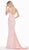 Ashley Lauren - 1524 Pearl Beaded Bateau Trumpet Dress In Trumpet in Pink