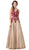 Dancing Queen - 2675 Two Tone Embroidered A-line Dress In Gold and Red
