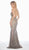 Ashley Lauren - 1458 Embellished Halter Trumpet Dress With Cutout In Silver and Gray