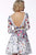 Jovani - 65967 Printed Bateau Long Sleeves A-Line Dress In White and Multi-Color