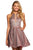 Sherri Hill - 53027 Short Illusion Paneled Halter Glitter Dress In Red and Silver