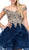 Dancing Queen Gold Lace Overlay and Tulle A Line Cocktail Dress 3000 in Blue