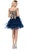 Dancing Queen Gold Lace Overlay and Tulle A Line Cocktail Dress 3000 in Blue