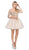 Dancing Queen - 3001 Cold Shoulder Gold Lace Applique Cocktail Dress In Nude