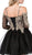 Dancing Queen - 3001 Cold Shoulder Gold Lace Applique Cocktail Dress In Black