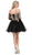 Dancing Queen - 3001 Cold Shoulder Gold Lace Applique Cocktail Dress In Black