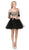 Dancing Queen - 3001 Cold Shoulder Gold Lace Applique Cocktail Dress In Black