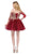 Dancing Queen - 3001 Cold Shoulder Gold Lace Applique Cocktail Dress In Red