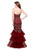 Primavera - 3003 Embellished Strapless Layered Mermaid Gown  in Red