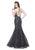 Primavera - 3004 Bejeweled Halter Mermaid Dress in Gray