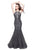 Primavera - 3004 Bejeweled Halter Mermaid Dress in Gray