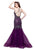 Primavera - 3004 Bejeweled Halter Mermaid Dress in Purple