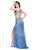 Primavera - 3006 Strappy Embellished Evening Gown  in Blue