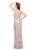 Primavera - 3007 Embellished Halter Sheath Dress in Neutral