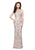 Primavera - 3007 Embellished Halter Sheath Dress in Neutral