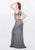 Primavera - 3013 Sequined Halter Evening Gown in Silver