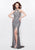 Primavera - 3013 Sequined Halter Evening Gown in Silver