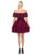 Dancing Queen - 3016 Ruffled Off-Shoulder A-Line Homecoming Dress in Red