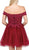 Dancing Queen Embellished Off-Shoulder A-line Homecoming Dress 3018 - 1 pc Burgundy In Size XS Available in Red