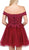 Dancing Queen - 3018 Embellished Off-Shoulder A-line Homecoming Dress In Red