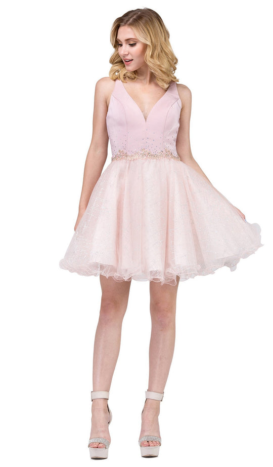 Dancing Queen - 3019 Crystal Beaded Lace A-line Homecoming Dress