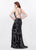 Primavera - 3019 Embellished V Neck Gown with Slit in Black