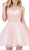 Dancing Queen - 3024 Embellished Illusion Scoop Homecoming Dress in Pink