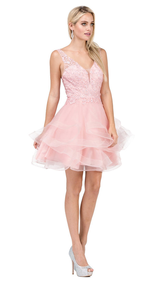 Dancing Queen - 3026 Plunging V Neck Homecoming Cocktail Dress