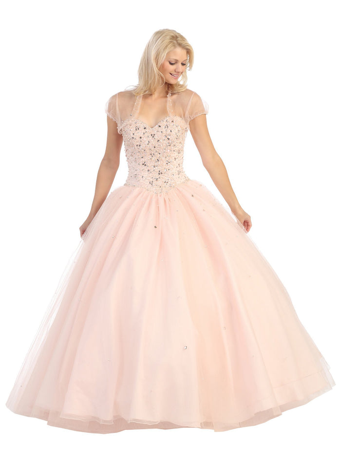 Strapless Sweetheart Jewel Crusted Evening Gown