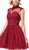 Dancing Queen - 3027 Beaded Lace High Neck A-Line Dress In Red