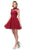 Dancing Queen - 3027 Beaded Lace High Neck A-Line Dress In Red