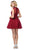Dancing Queen - 3027 Beaded Lace High Neck A-Line Dress In Red