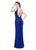 Primavera - 3028 Beaded V-neck Sheath Dress in Blue