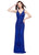 Primavera - 3028 Beaded V-neck Sheath Dress in Blue