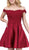 Dancing Queen - 3029 Off-Shoulder A-Line Homecoming Cocktail Dress in Red