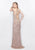 Primavera Couture - 3029 Strappy Sequined V Neck Gown in Beige