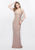 Primavera Couture - 3029 Strappy Sequined V Neck Gown in Beige