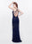 Primavera Couture - 3029 Strappy Sequined V Neck Gown in Blue